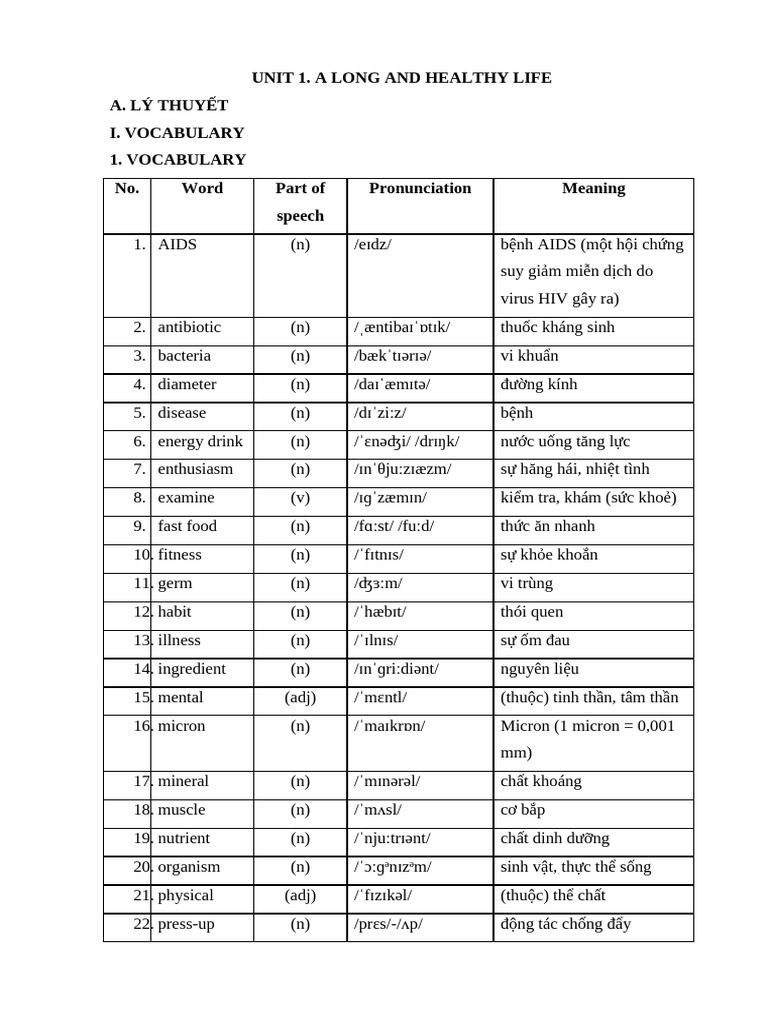 T V NG Và NG Pháp Unit 1 - L P 11 | PDF