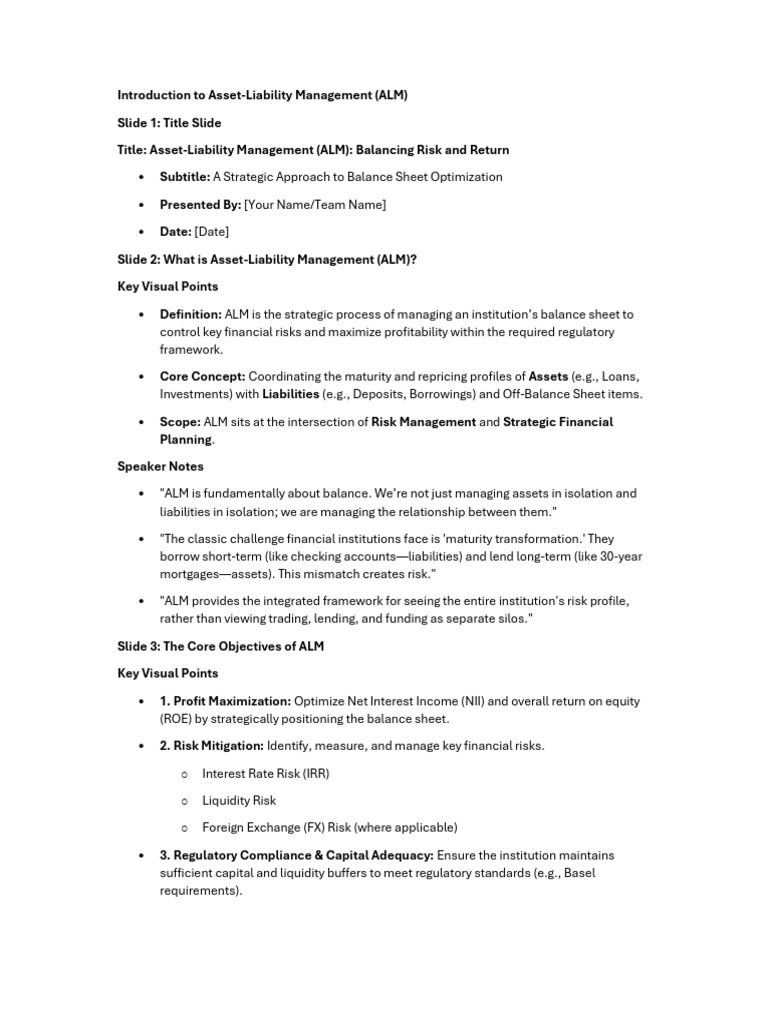 Introduction to Asset-Liability Management | PDF | Market Liquidity | Risk