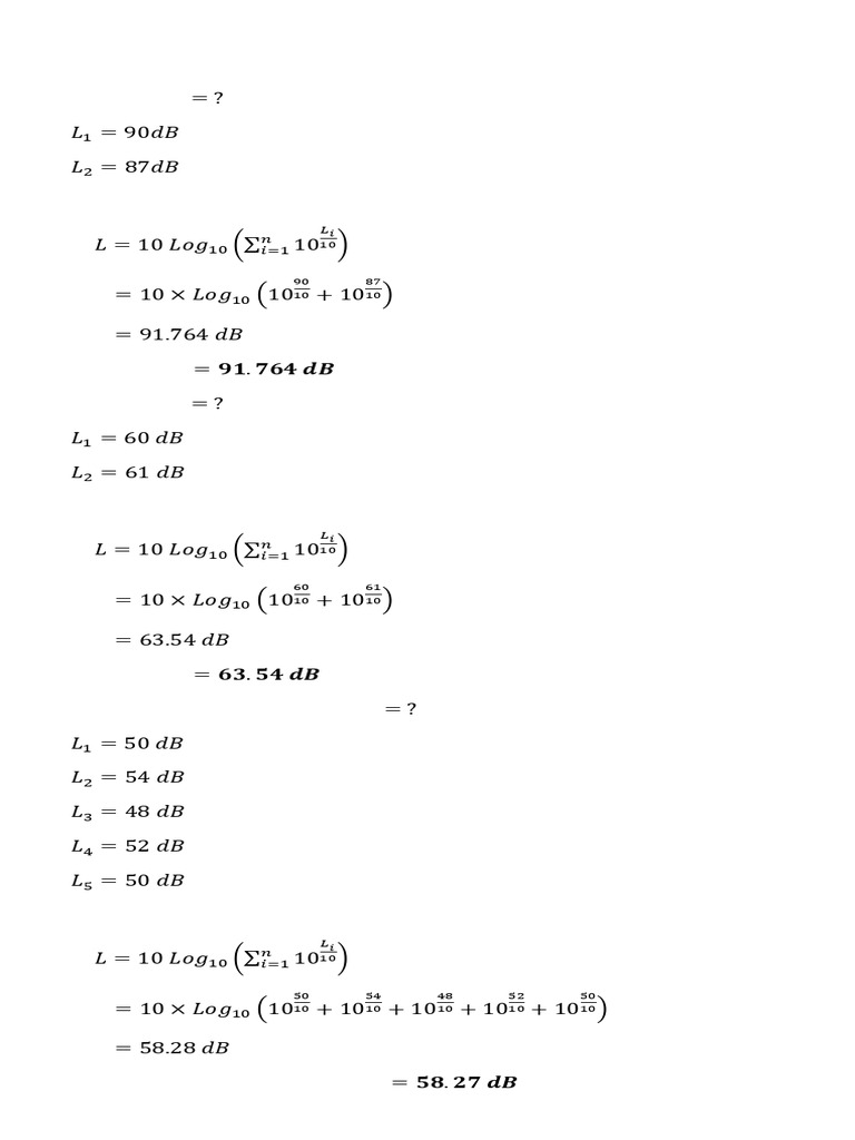 Decibel Addition Calculations Explained | PDF