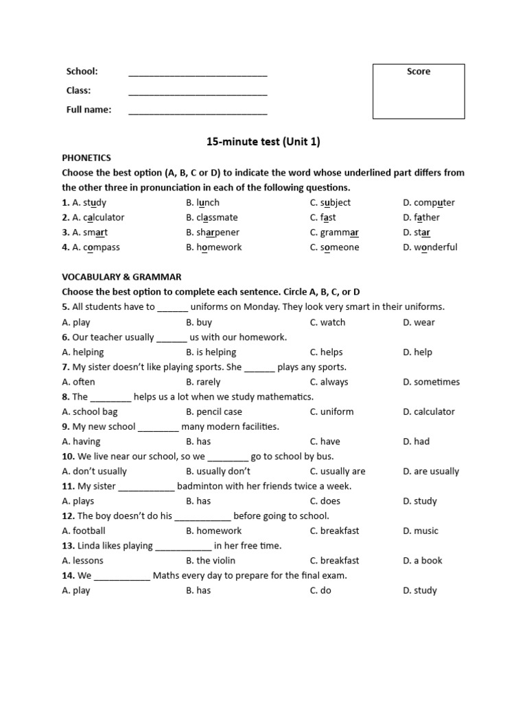 15-Minute Phonetics and Grammar Test | PDF | Chess Openings | Chess Theory