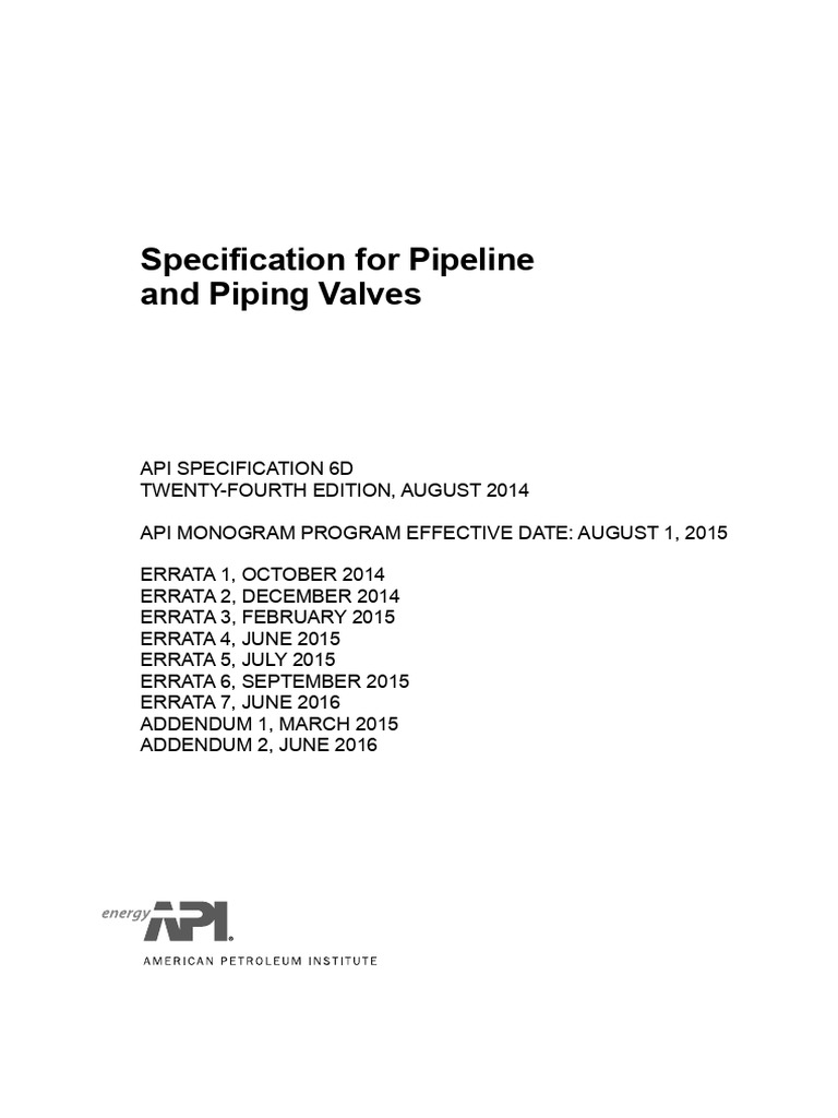 API Specification 6D for Valves | PDF | Nondestructive Testing | Patent