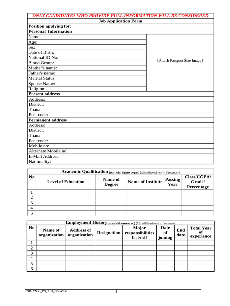 3 Job Application Format NTCC | PDF | Criminal Record