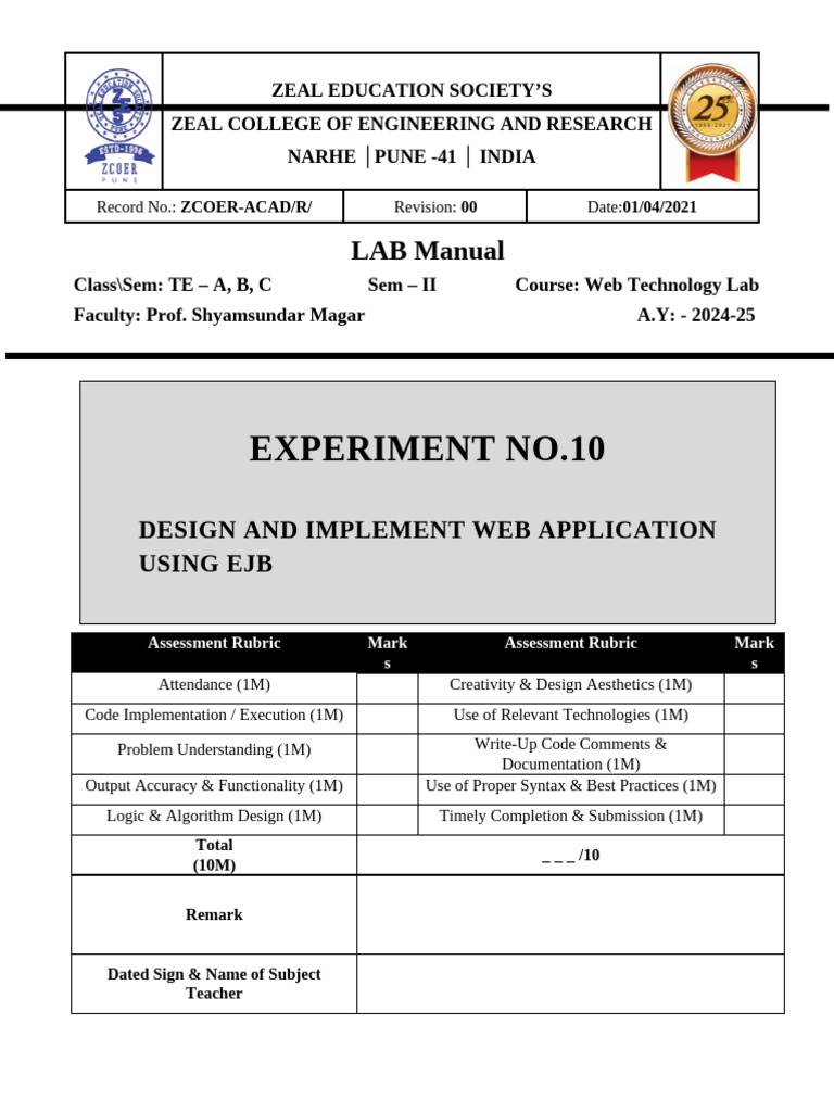 WTL - Experiment No 10 | PDF | Computing | Software Engineering