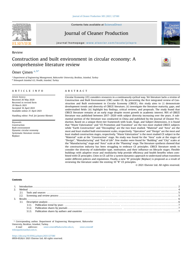 Construction and Built Environment in Circular Economy A Comprehensif ...