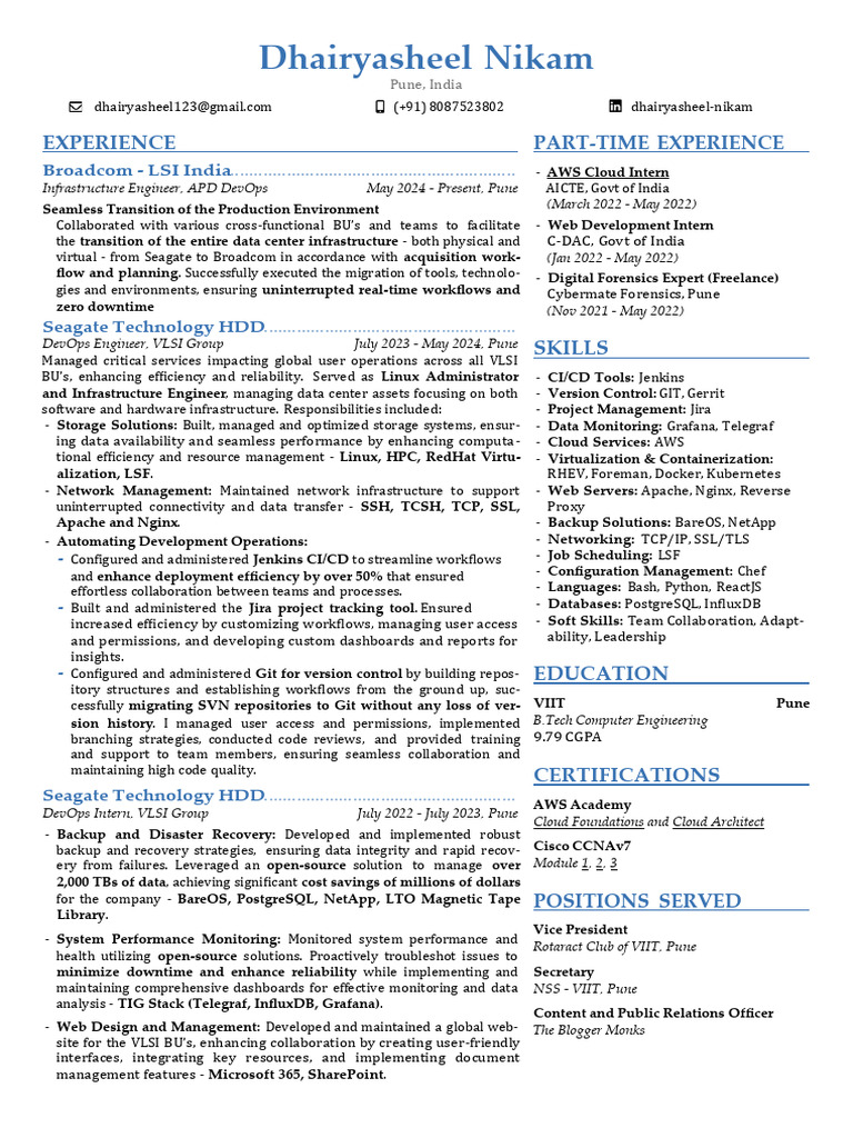 DevOps Engineer Resume - Pune, India | PDF | Cloud Computing ...