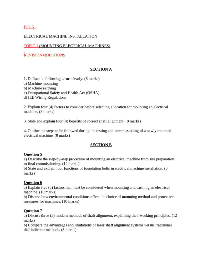 Electrical Machine Installation Guide | PDF