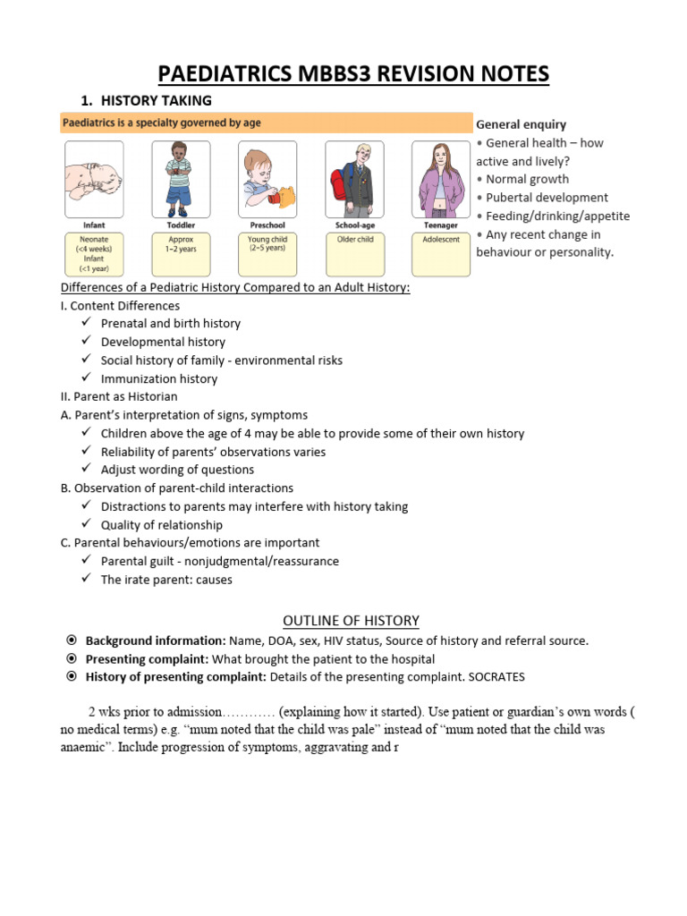 Paediatrics Mbbs3 Revision Notes | PDF | Anatomical Terms Of Motion | Pulse