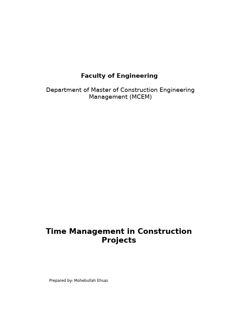 Time Management Strategies in Construction | PDF | Time Management ...