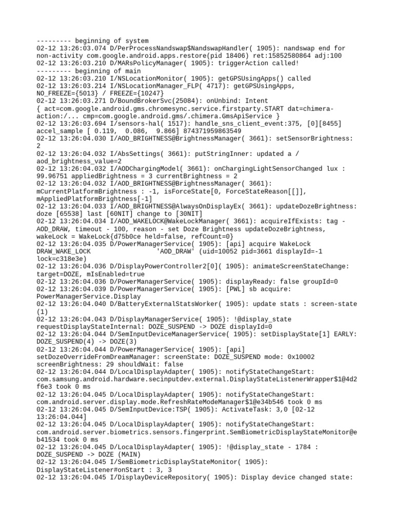 Android Display State Changes Log | PDF | Film And Video Technology ...