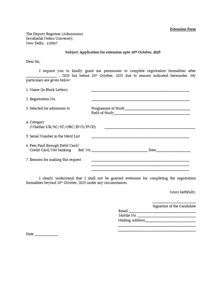 Extension Form for Phd_all_2025 | PDF