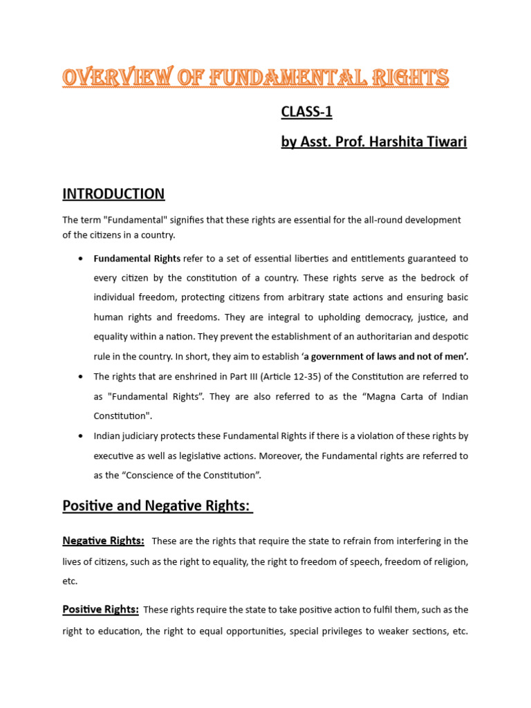 Overview of Fundamental Rights | PDF | Civil Liberties | Rights
