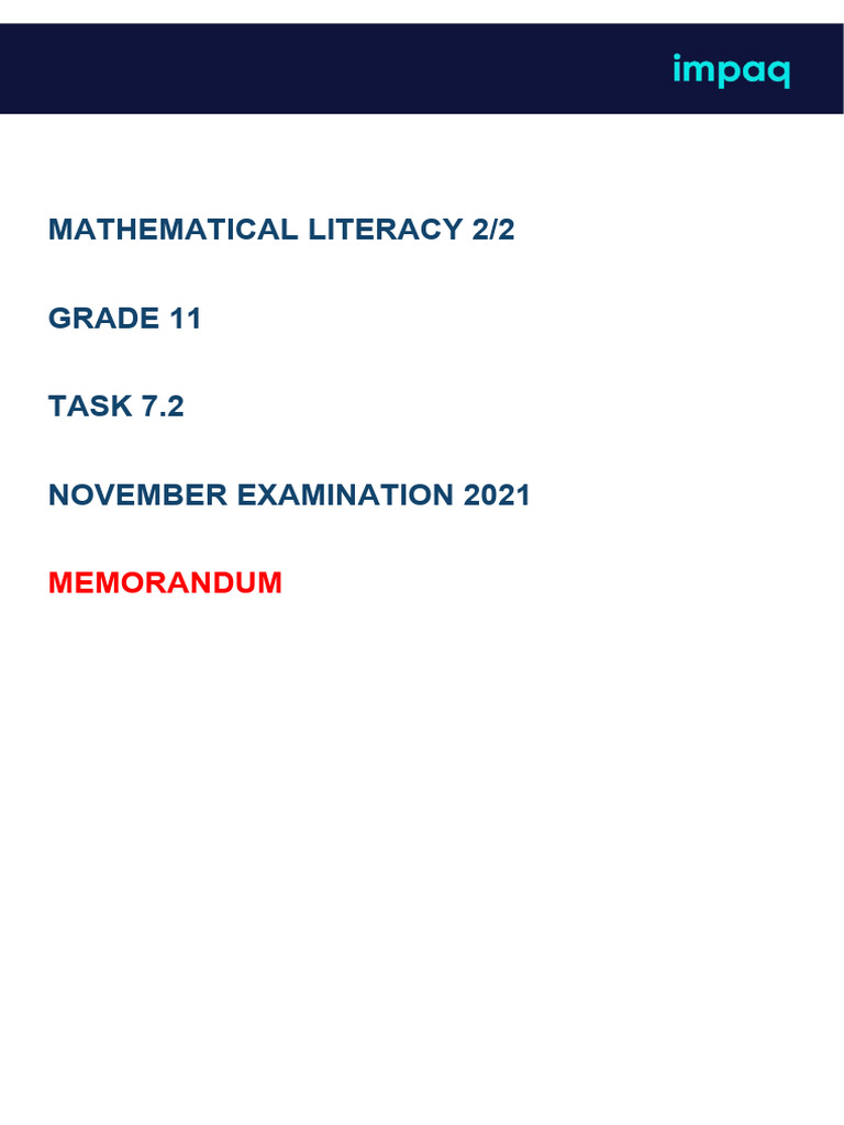 Grade 11 Mathematical Literacy Exam Memo | PDF | Human Body Weight