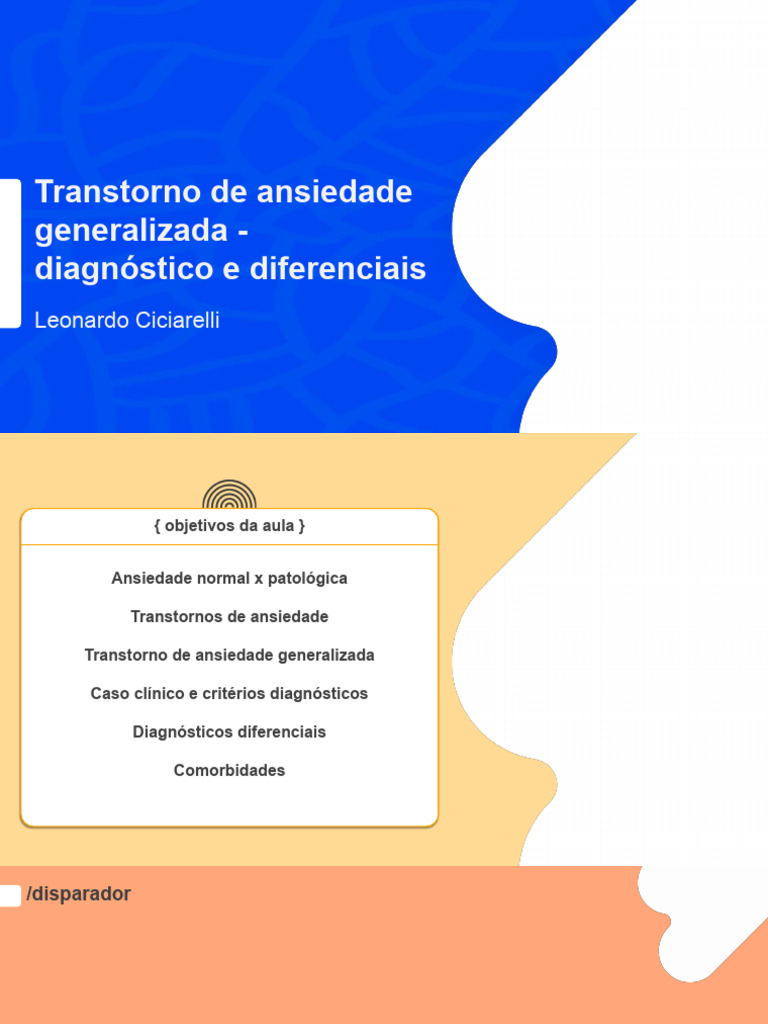 Diagnóstico do Transtorno de Ansiedade Generalizada | PDF | Ansiedade ...