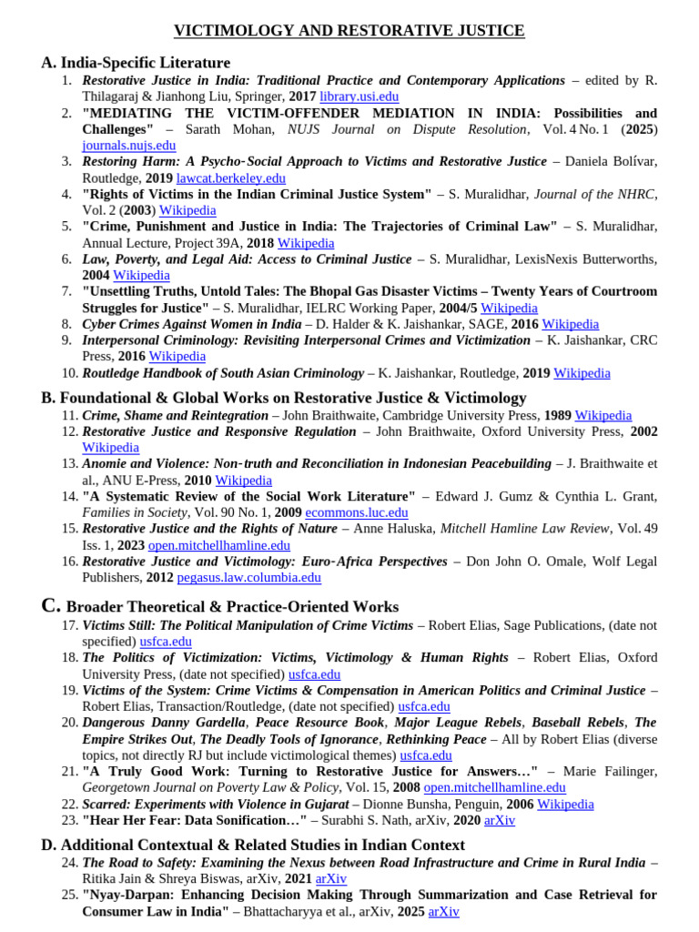 Victimology and Restorative Justice in India | PDF | Environmental Law ...
