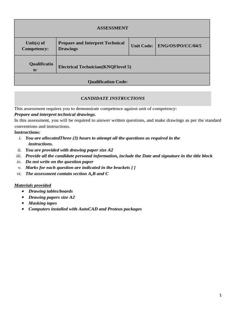 Technical Drawings Assessment Guide | PDF | Drawing | Technical Drawing