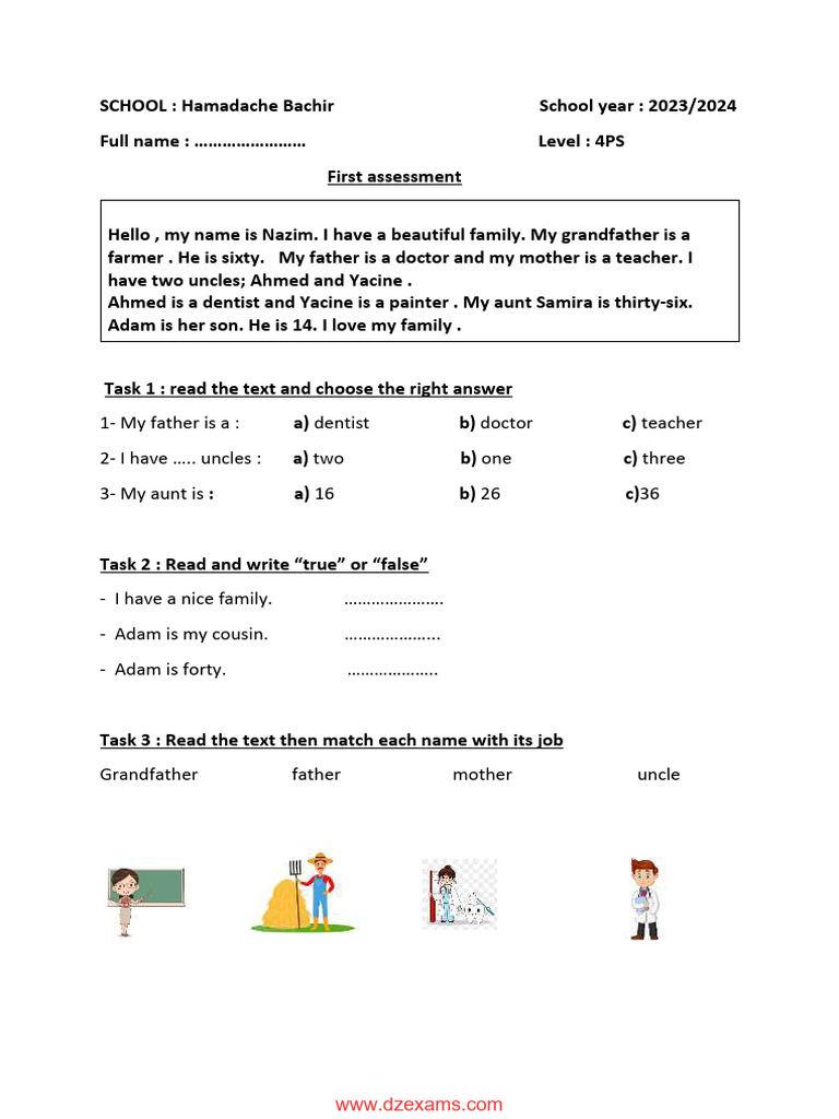 English Assessment for 4AP Students | PDF