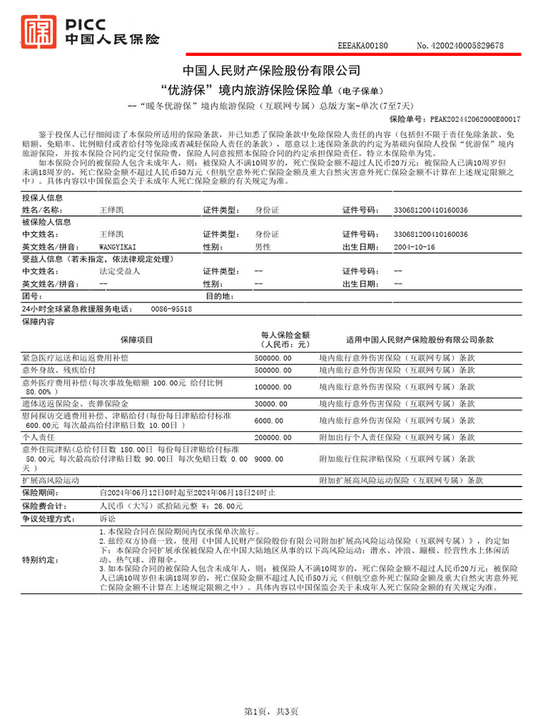 电子保单 | PDF