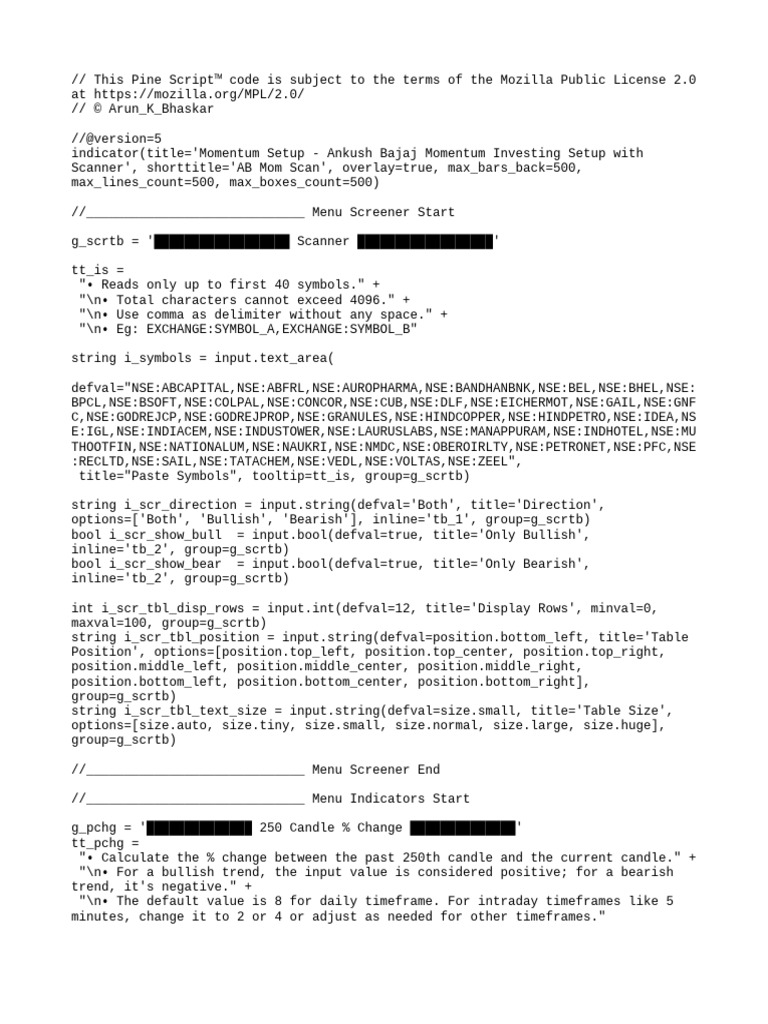 AB Momentum Investing Scanner Script | PDF | Market (Economics ...
