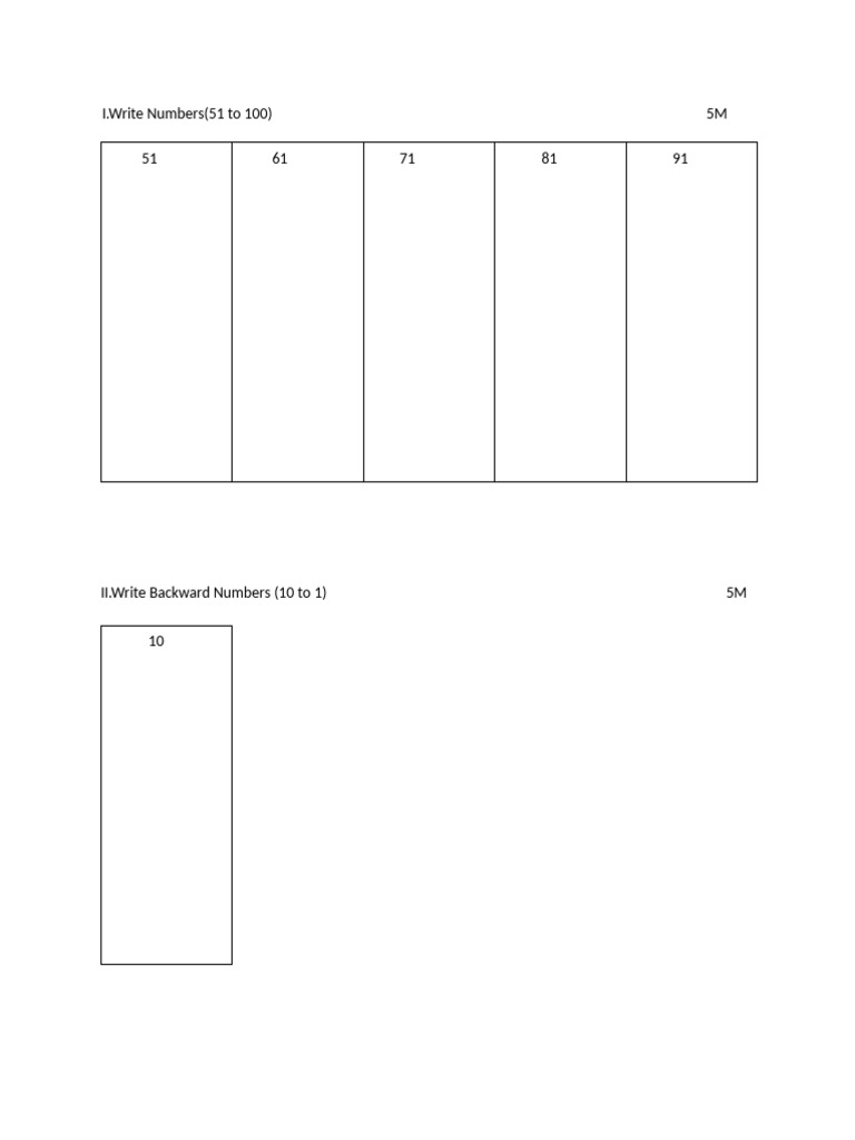 Number Writing and Matching Exercises | PDF
