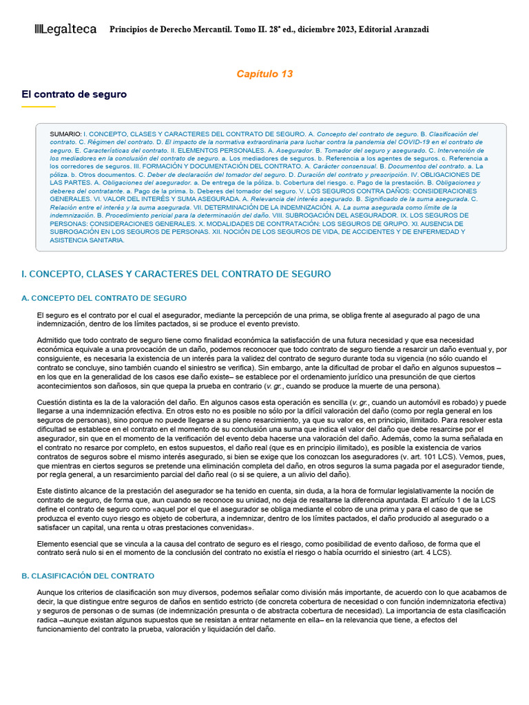 Conceptos Clave del Contrato de Seguro | PDF | Póliza de seguros | Seguro