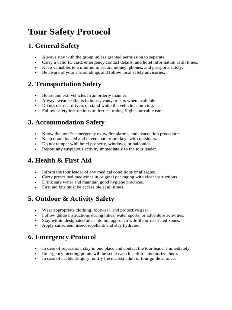 Essential Tour Safety Guidelines | PDF