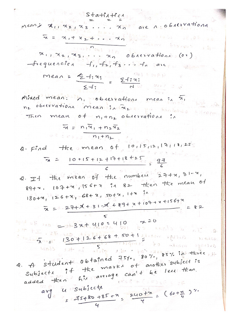 Statistics Notes | PDF