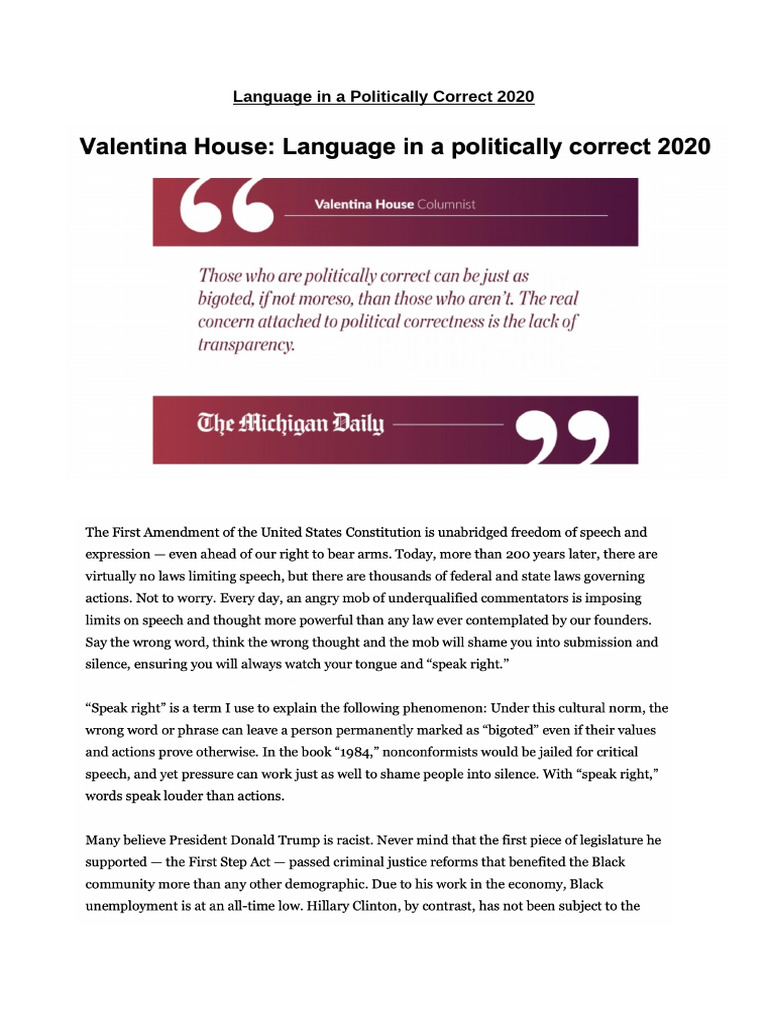 Political Correctness Debate in 2020 | PDF | Political Correctness