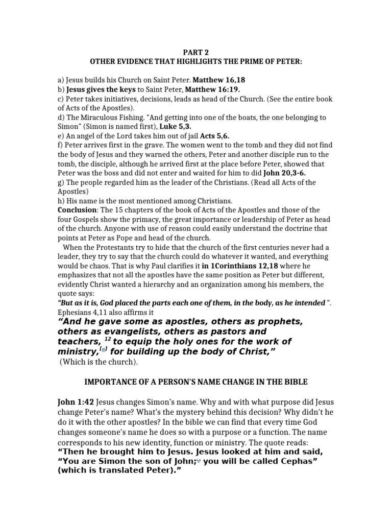 All About the Pope Part 2 | PDF | Saint Peter | Jesus