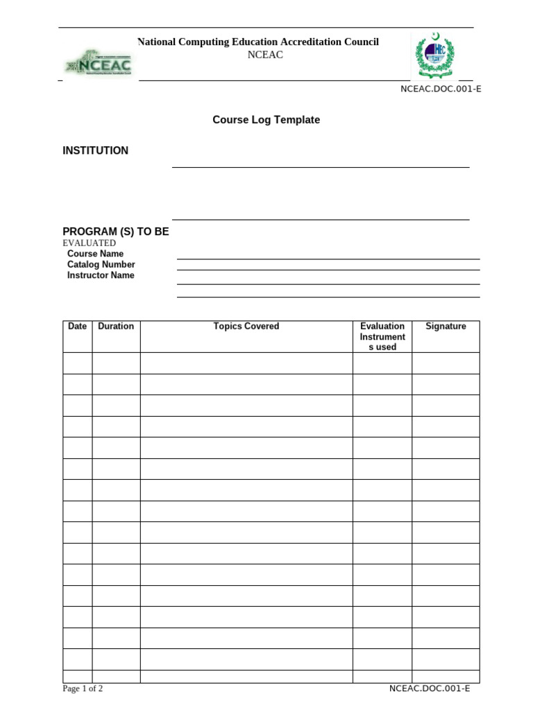 CourseLogTemplate (CLT) | PDF