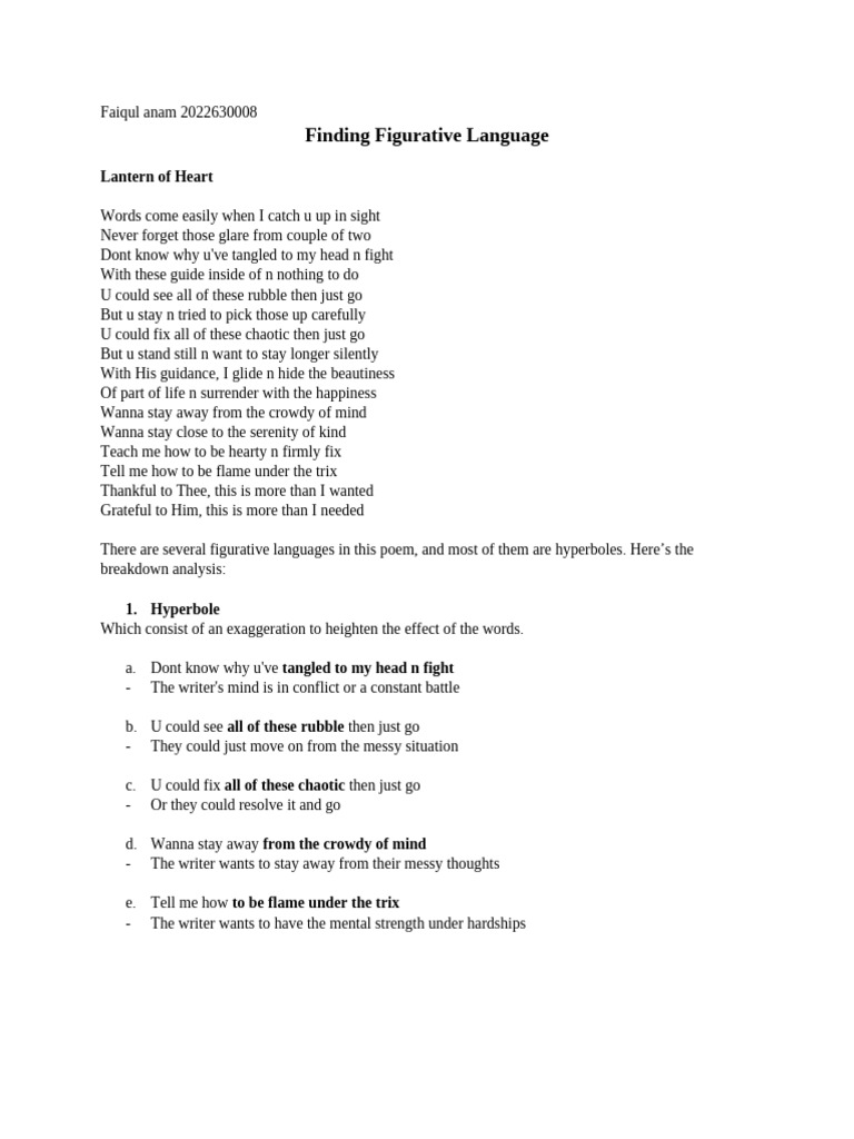 Faiqul Anam 2022630008 Figurative Language | PDF