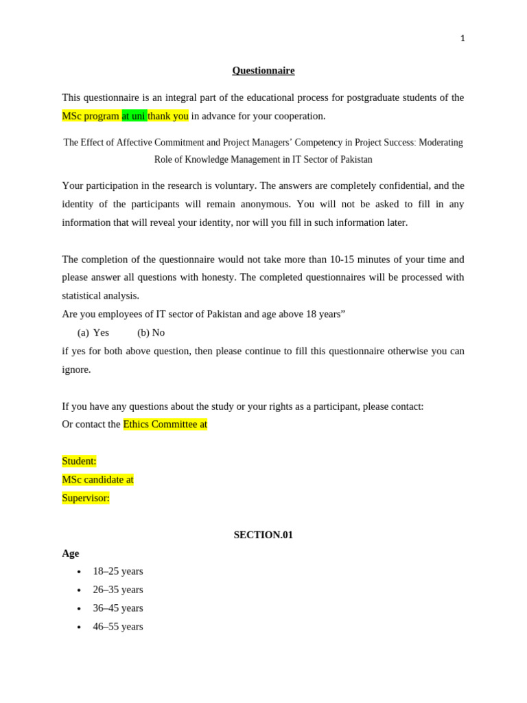 Hamza - Questionnaire Revised 4-10 | PDF | Goal | Budget