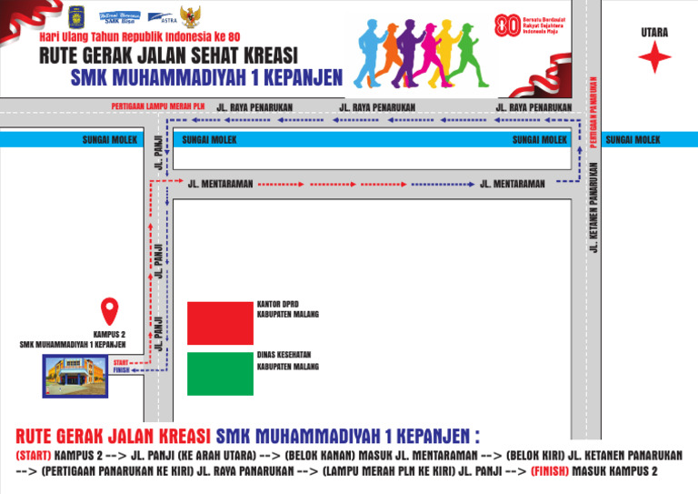 Rute Gerak Jalan Sehat Kreasi Hut Ri 80 - Musake | PDF