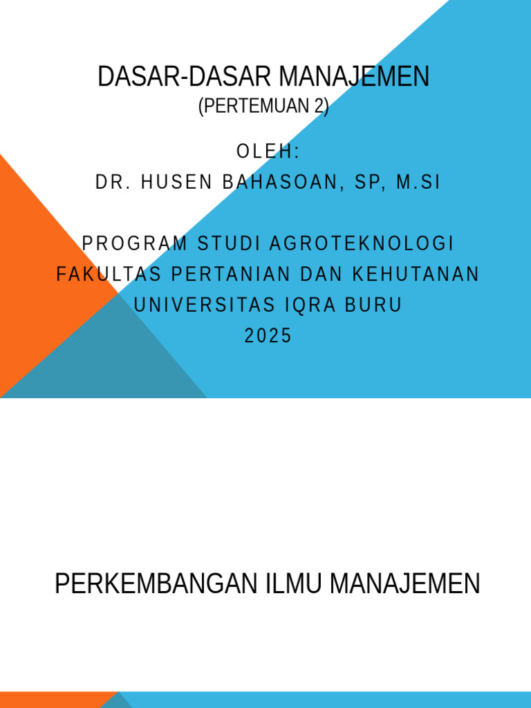 Dasar-Dasar Manajemen 2 | PDF