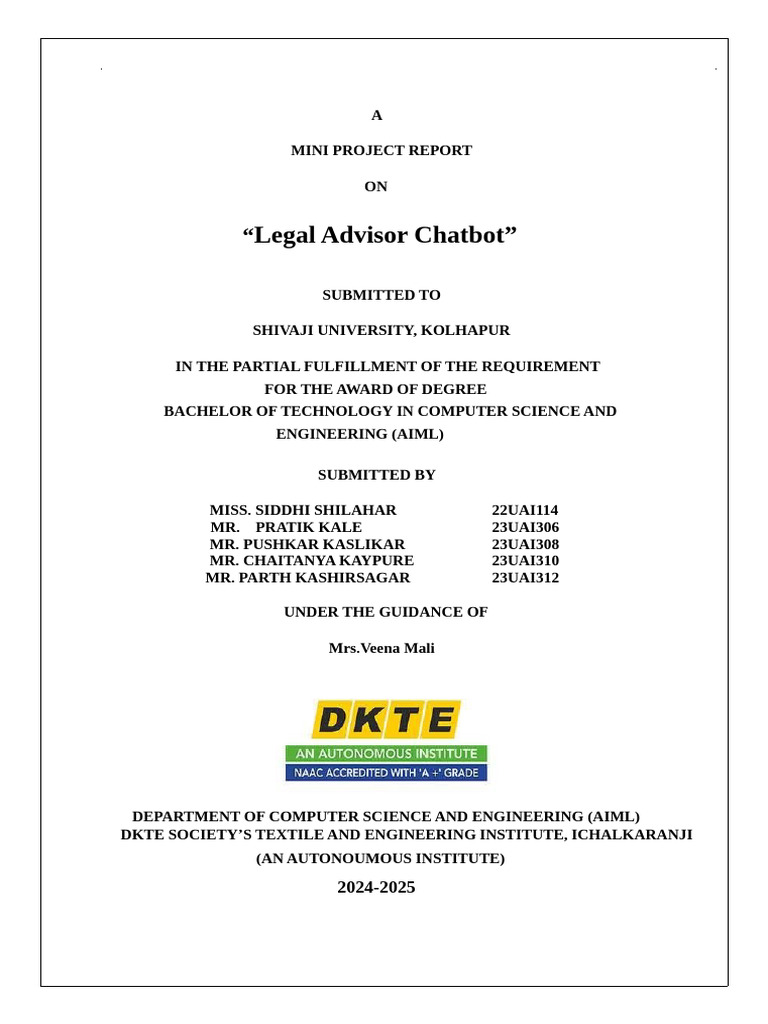 Legal Chatbot Final Report | PDF | Usability | Artificial Intelligence
