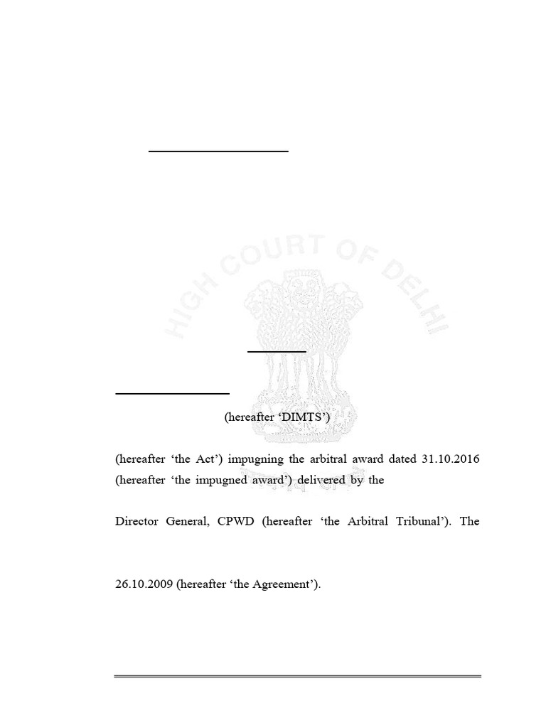 DIMTS vs R.S. Sharma Arbitration Award | PDF | Arbitration | Damages