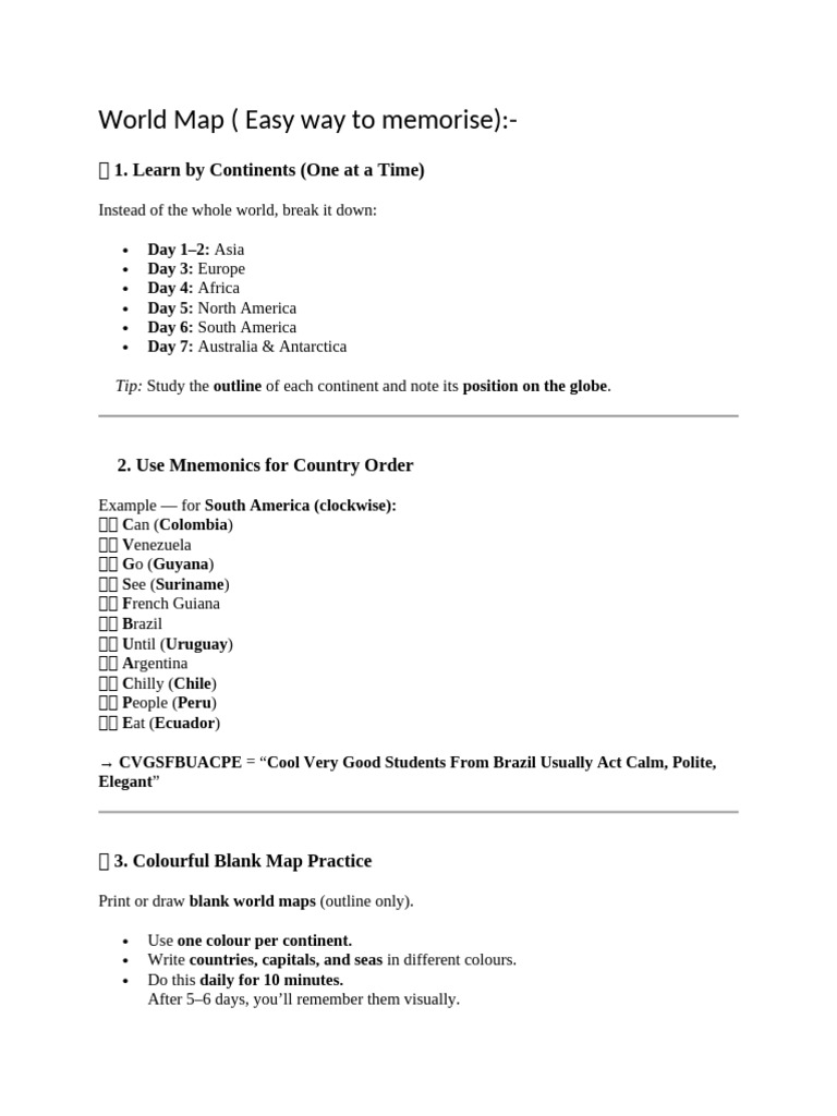 World Map (Easy Way To Memorise) :-: 1. Learn by Continents (One at A ...