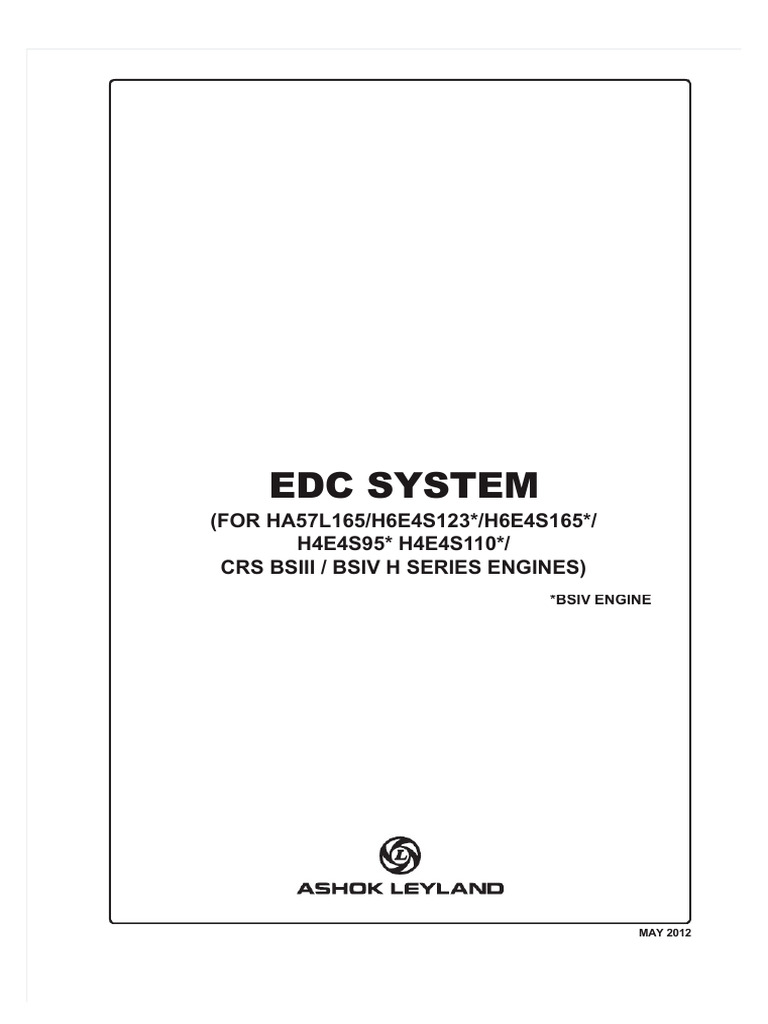 EDC System Manual for H Series Engines | PDF | Throttle | Diesel Engine