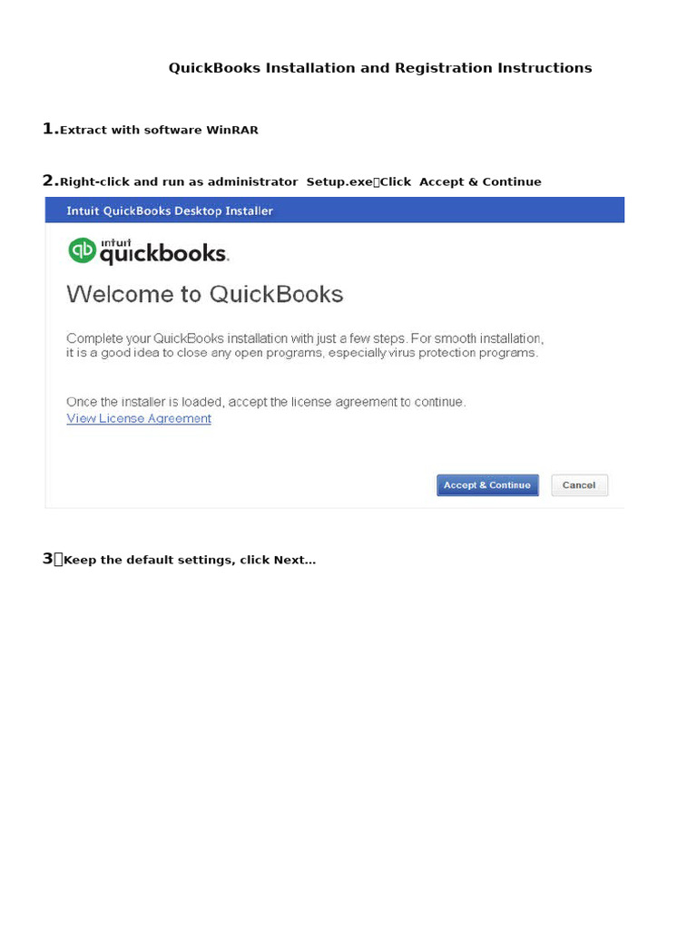 QuickBooks Installation and Registration Instructions | PDF