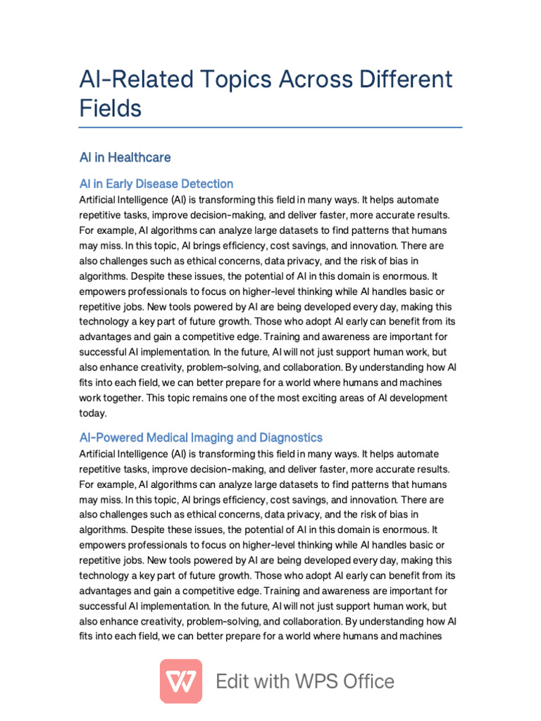 AI Innovations in Healthcare Fields | PDF | Artificial Intelligence ...