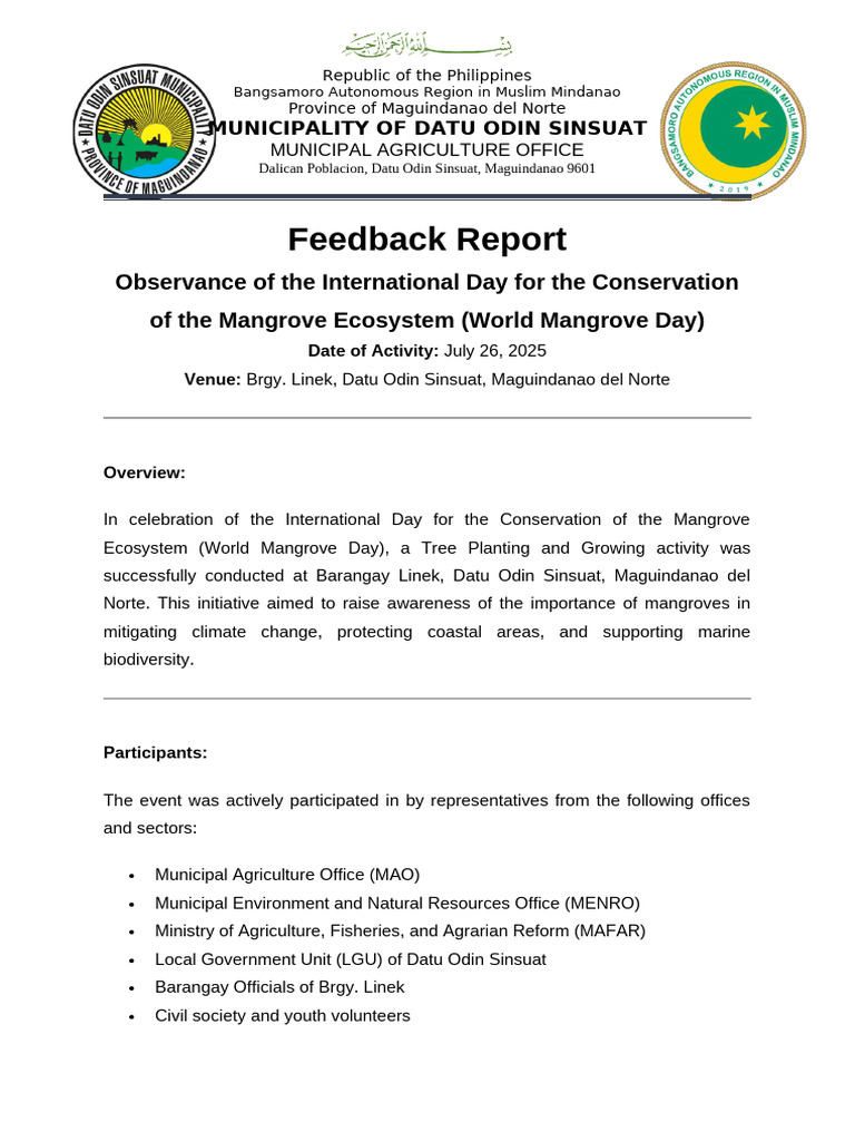 Mangrove Conservation Day Report 2025 | PDF | Natural Environment | Ecology