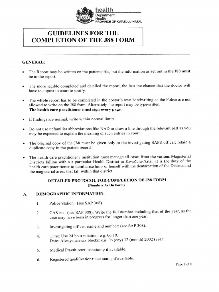 Guidelines For The Completion of The j88 Form | PDF