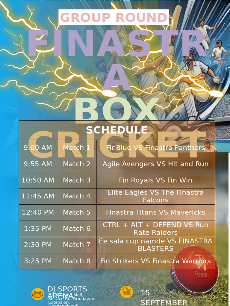 Cricket Schedule at IDEB Grand Mall | PDF | Sports | Team Sports