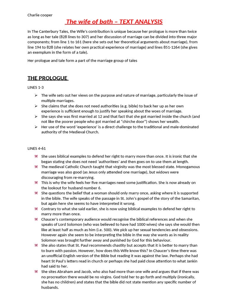 The Wife of Bath Text Analysis | PDF | Bible | Adultery