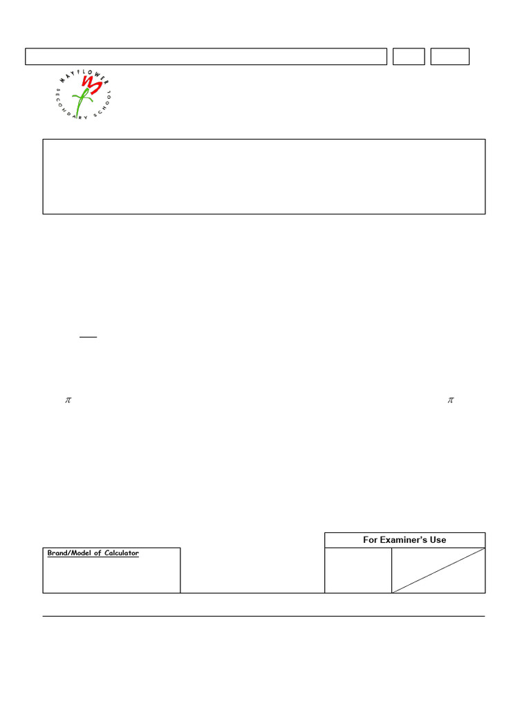 A-Math - Sec 4 - Prelims Exam Paper - 2024 - Mayflower Sec | PDF ...