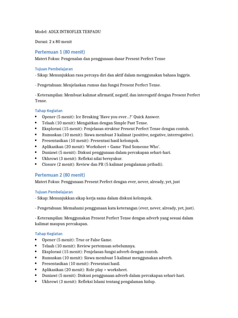 Pembelajaran Present Perfect Tense | PDF