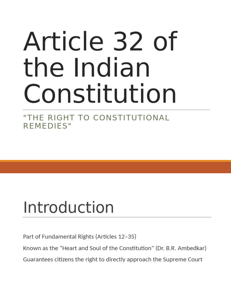 Article 32: Right to Constitutional Remedies | PDF