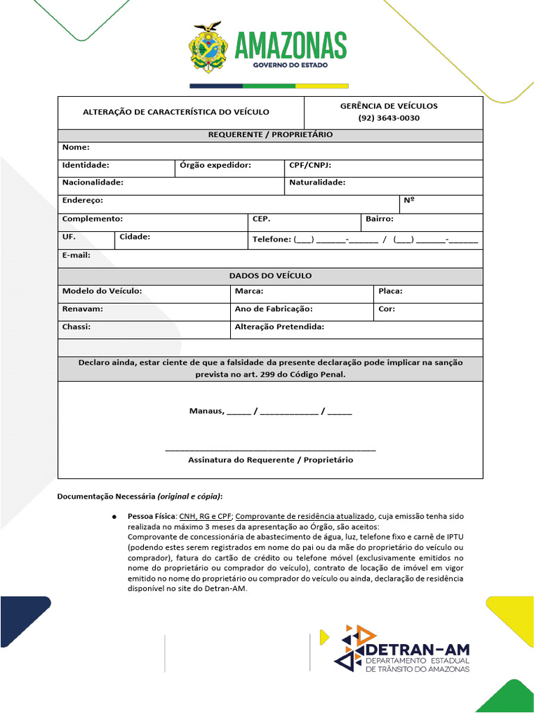 Alteração de Característica do Veículo | PDF