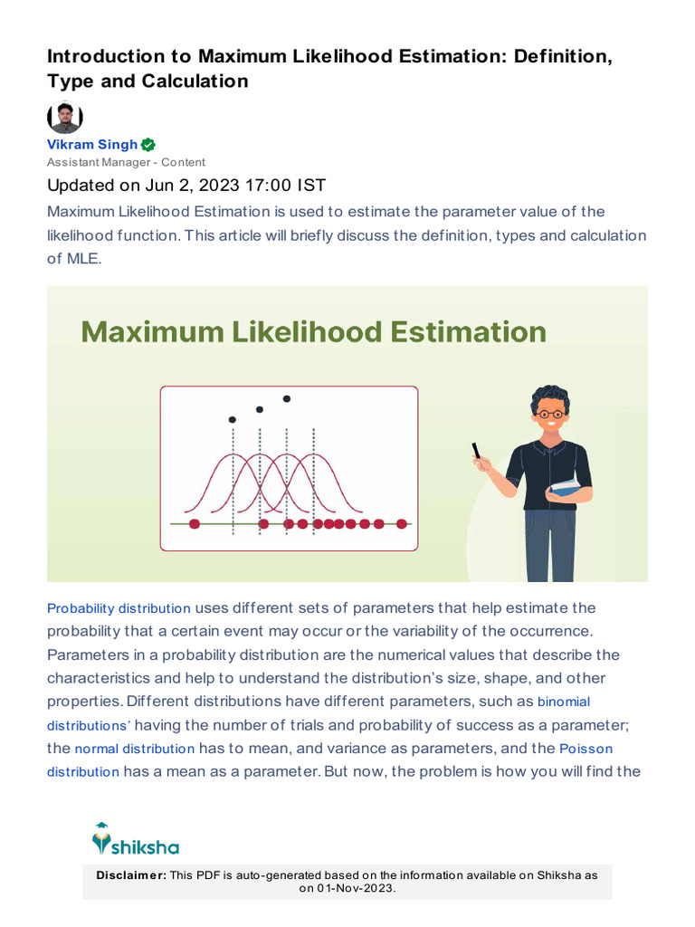 Maximum Likelihood Estimation Explained | PDF | Estimation Theory ...