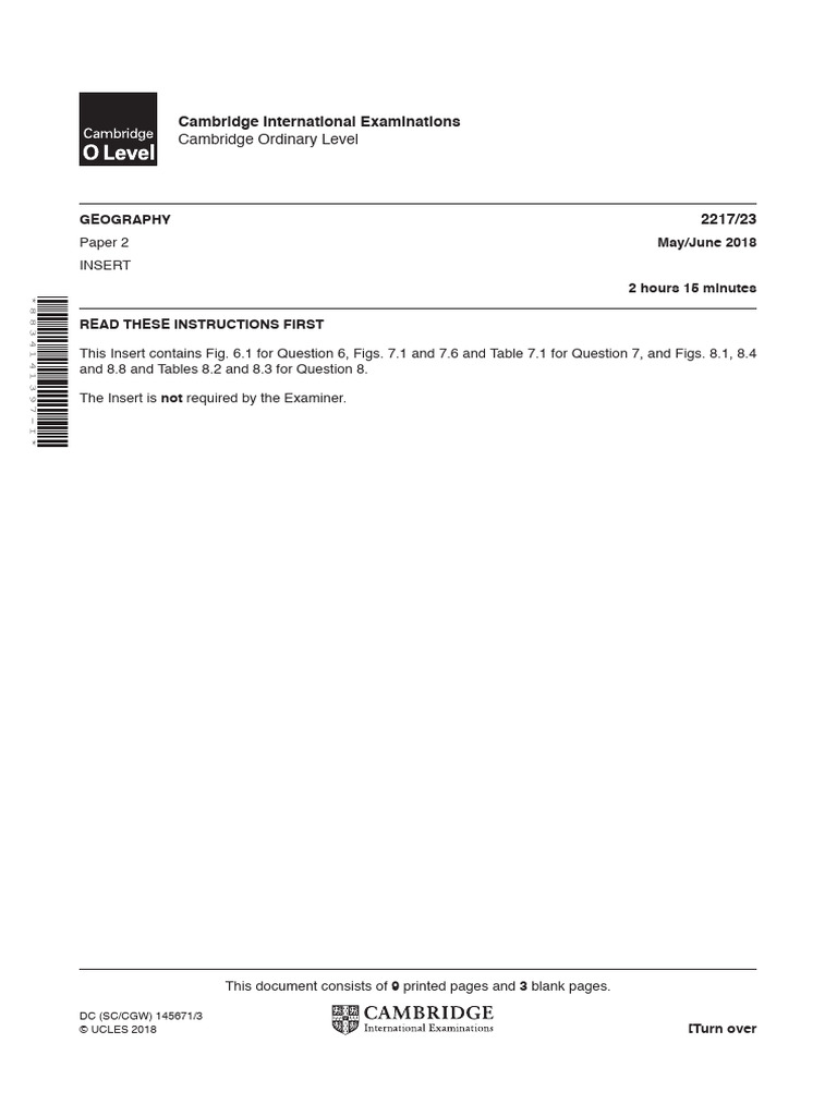 Cambridge O Level Geography Insert | PDF | Road