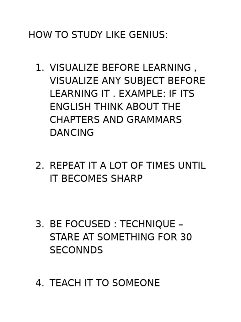 Genius Study Techniques Explained | PDF